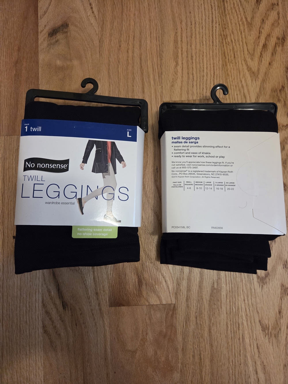 No Nonsense Black Twill Leggings  - Size L